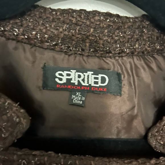 **Spirited Randolph Duke brown sparkle vest w/golden tone zipper and buttons.XL - Picture 4 of 6